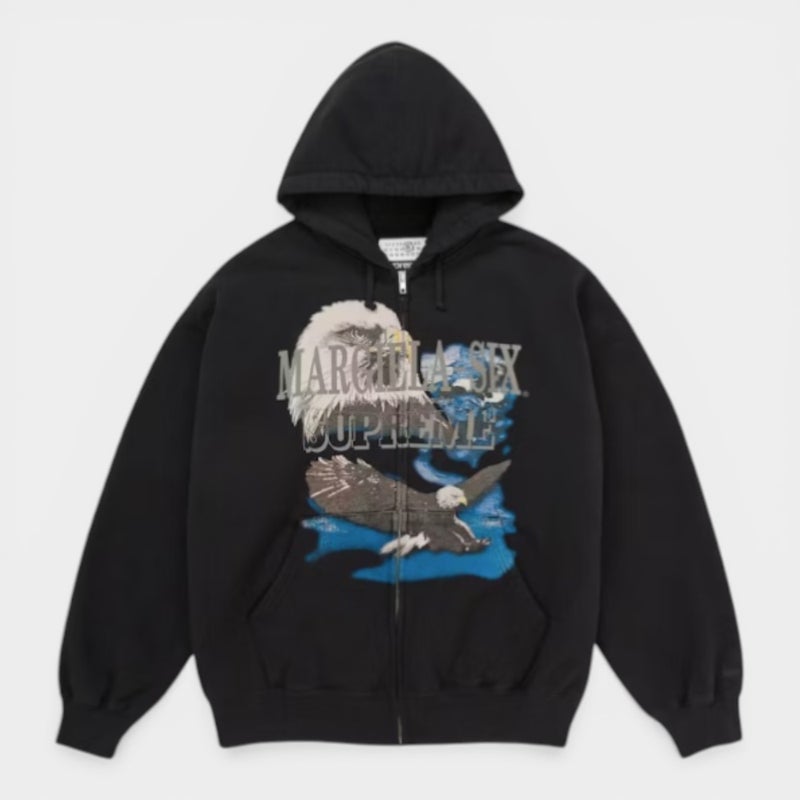 Supreme シュプリーム 2026SS MM6 Maison Margiela Eagle Zip Up Hooded Sweatshirt MM6 メゾンマルジェラ イーグル ジップアップ フーデッドスウェットパーカー ブラック