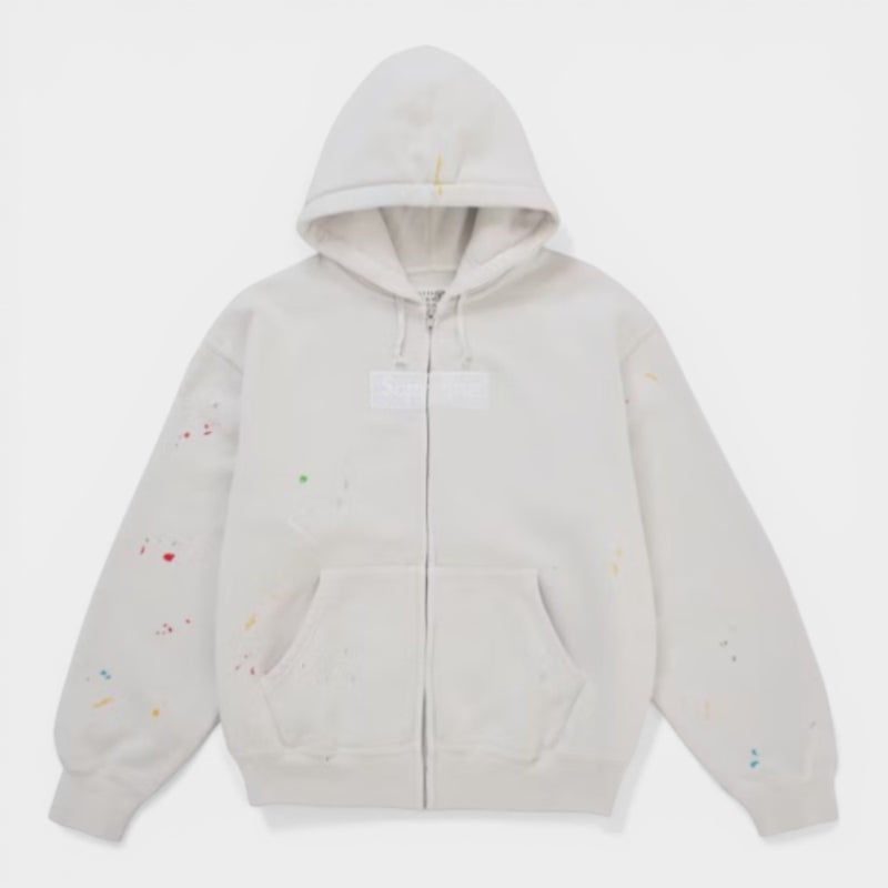  Supreme シュプリーム 2026SS MM6 Maison Margiela Box Logo Zip Up Hooded Sweatshirt　MM6 メゾンマルジェラ ボックスロゴ ジップアップ フーデッドスウェットパーカー ホワイト