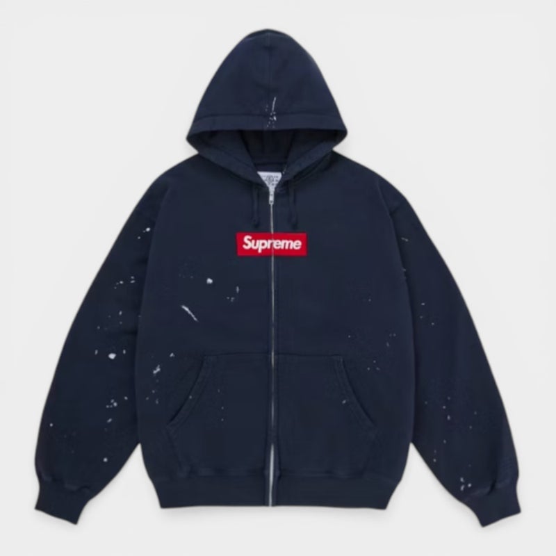 Supreme シュプリーム 2026SS MM6 Maison Margiela Box Logo Zip Up Hooded Sweatshirt　MM6 メゾンマルジェラ ボックスロゴ ジップアップ フーデッドスウェットパーカー ネイビー