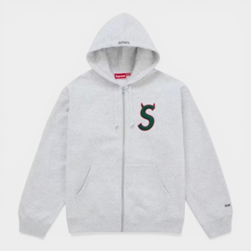 Supreme シュプリーム 2026SS Devil S Logo Zip Up Hooded Sweatshirt デビル Sロゴ ジップアップ フーデッドスウェットパーカー アッシュグレー