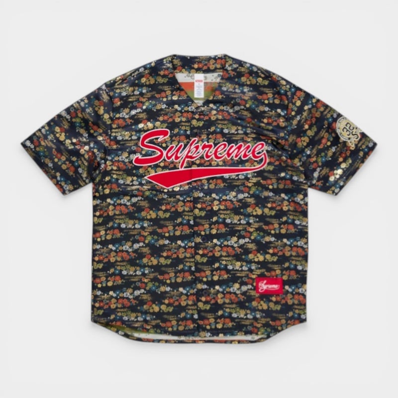 Supreme シュプリーム 2026SS Floral Jacquard Baseball Jersey　フローラル ジャガード ベースボールジャージー　ネイビー