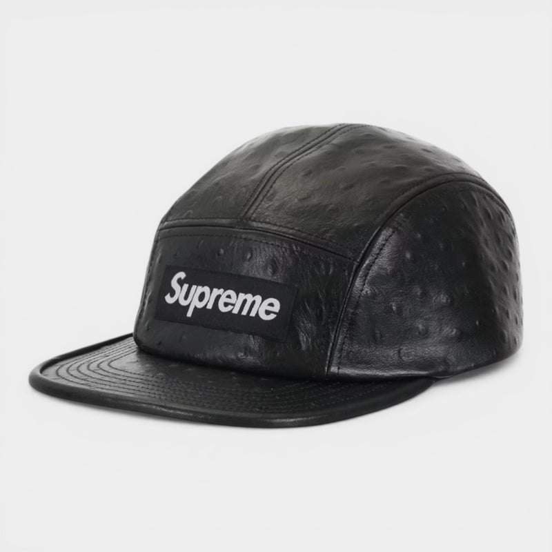 Supreme シュプリーム 2026SS Ostrich Embossed Leather GORE-TEX Camp Cap　オーストリッチエンボス レザーゴアテックス キャンプキャップ　ブラック
