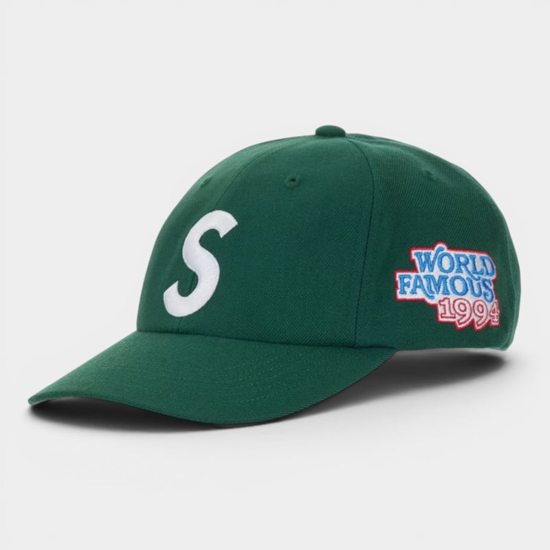 Supreme シュプリーム 2026SS World Famous S Logo 6-Panel　ワールドフェイマス Sロゴ 6パネルキャップ　ダークグリーン