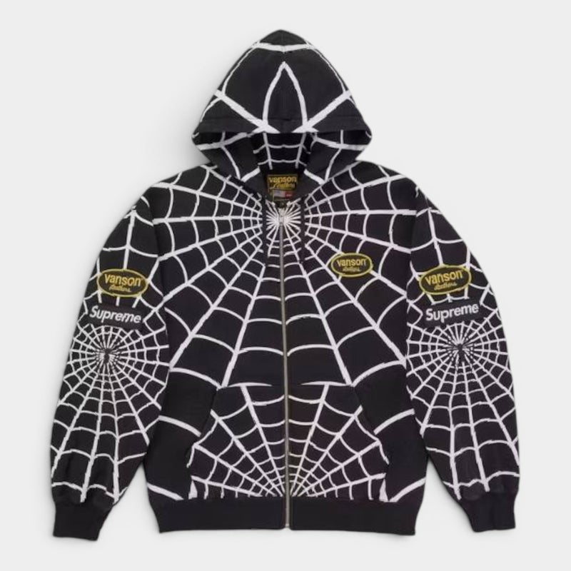 Supreme シュプリーム 2026SS Vanson Leathers Spider-Man Zip Up Hooded Sweatshirt　バンソンレザーズ スパイダーマンジップアップフーデッド スウェットパーカー ブラック