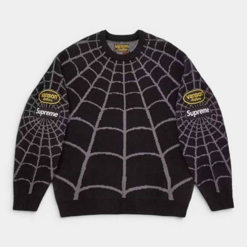  Supreme シュプリーム 2026SS Vanson Leathers Spider-Man Sweater　バンソンレザーズ スパイダーマンセーター　ブラック1