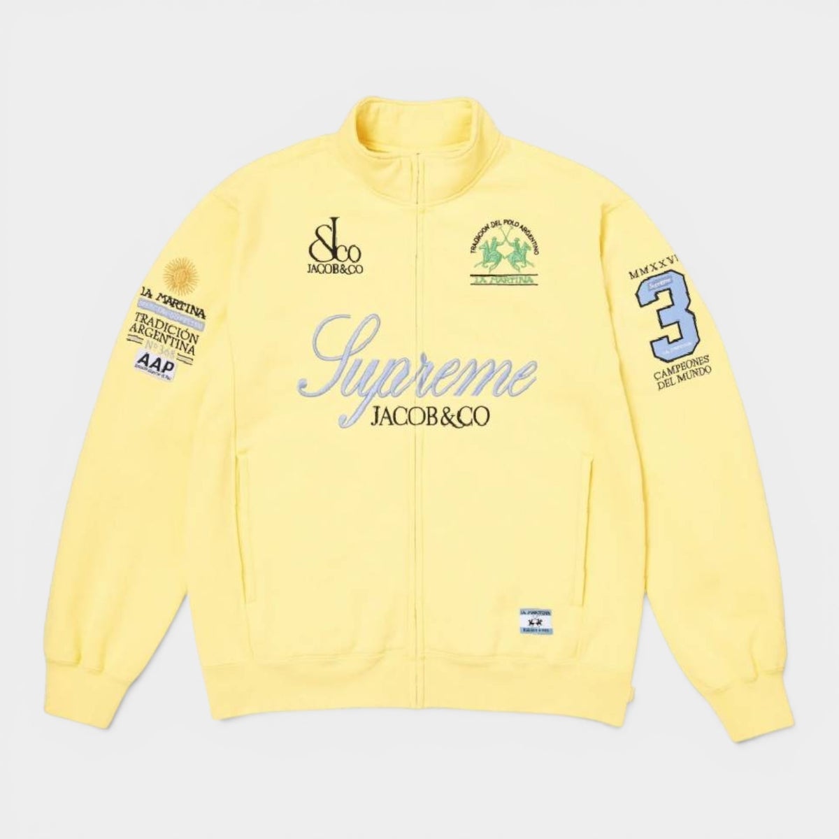  Supreme シュプリーム 2026SS La Martina Zip Up Sweatshirt ラマルティーナ ジップアップスウェット ライトイエロー