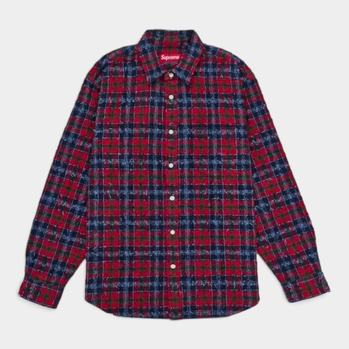 Supreme シュプリーム 2026AW Frayed Textured Plaid Shirt　フレイドテクスチャード プラッドシャツ　ネイビー