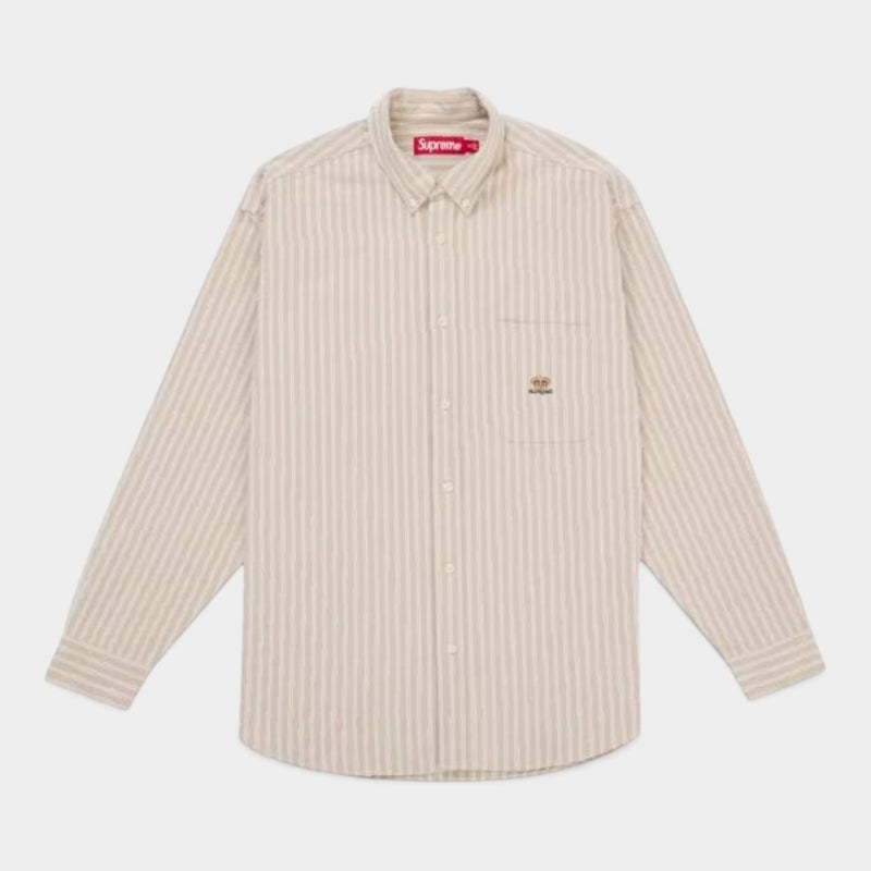 Supreme シュプリーム 2026AW Loose Fit Flannel Oxford Shirt ルーズフィットフランネル オックスフォードシャツ　タンストライプ