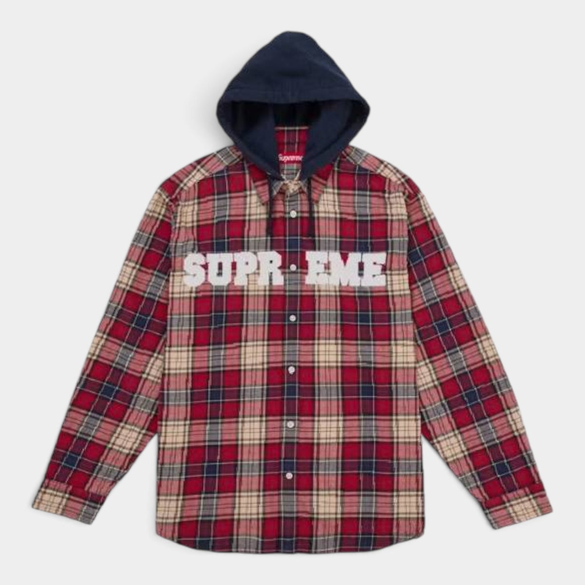 Supreme シュプリーム 2026AW Appliqué Hooded Flannel Shirt　アップリケフーデッド フランネルシャツ　レッド