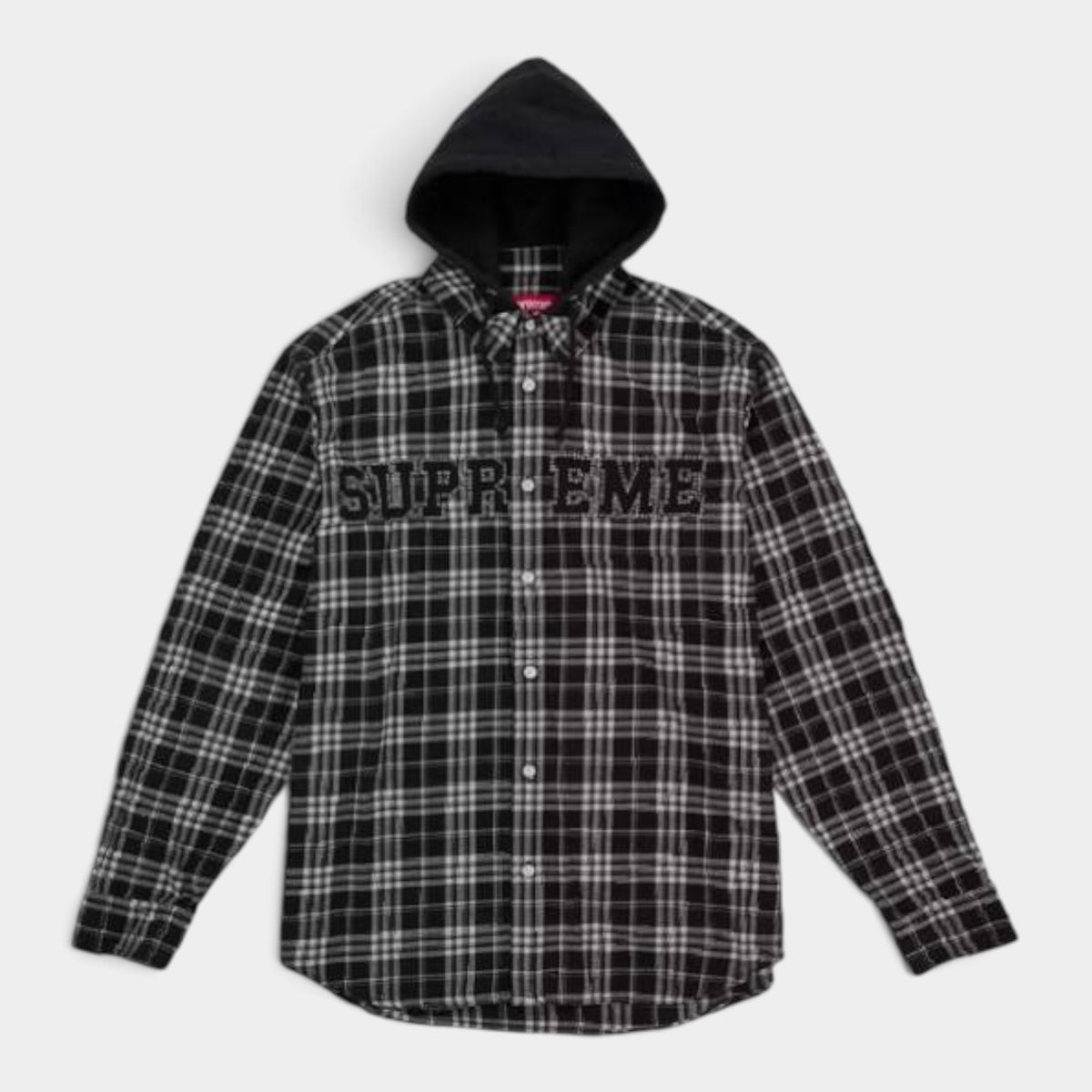 Supreme シュプリーム 2026AW Appliqué Hooded Flannel Shirt　アップリケフーデッド フランネルシャツ　ブラック
