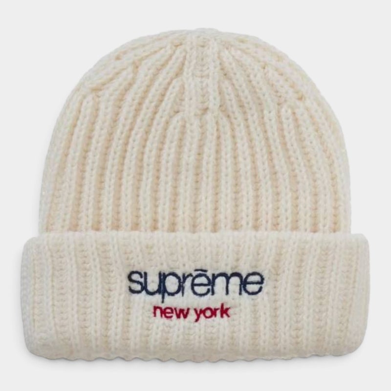 Supreme シュプリーム 2026AW Classic Logo Chunky Ribbed Beanie クラシックロゴ チャンキーリブビーニー　ホワイト