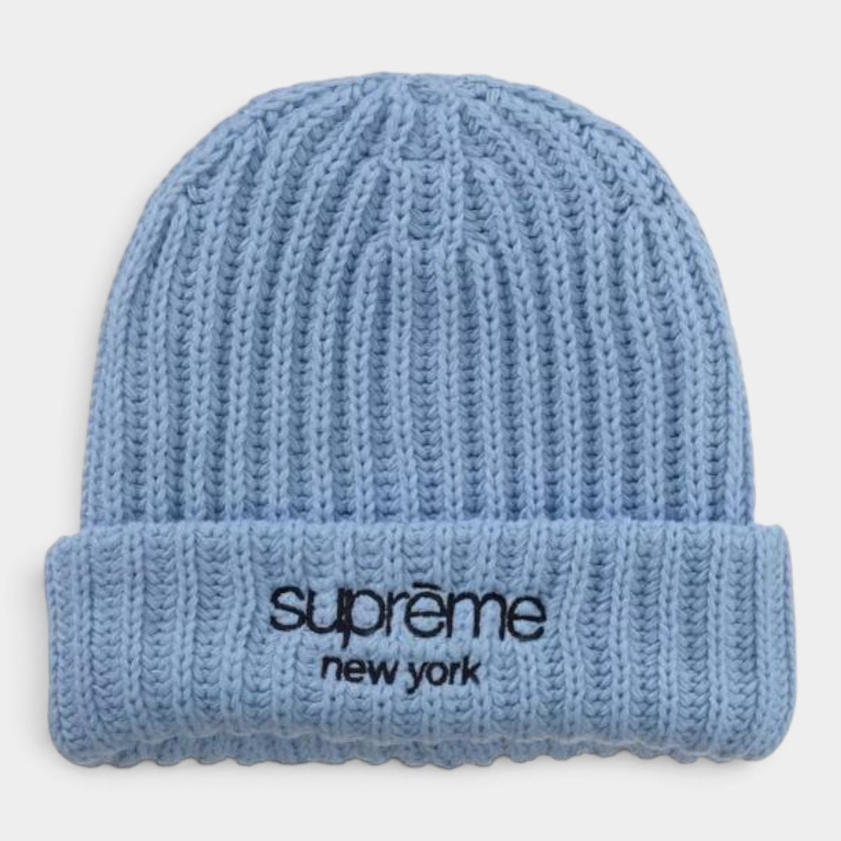 Supreme シュプリーム 2026AW Classic Logo Chunky Ribbed Beanie クラシックロゴ チャンキーリブビーニー　ライトブルー