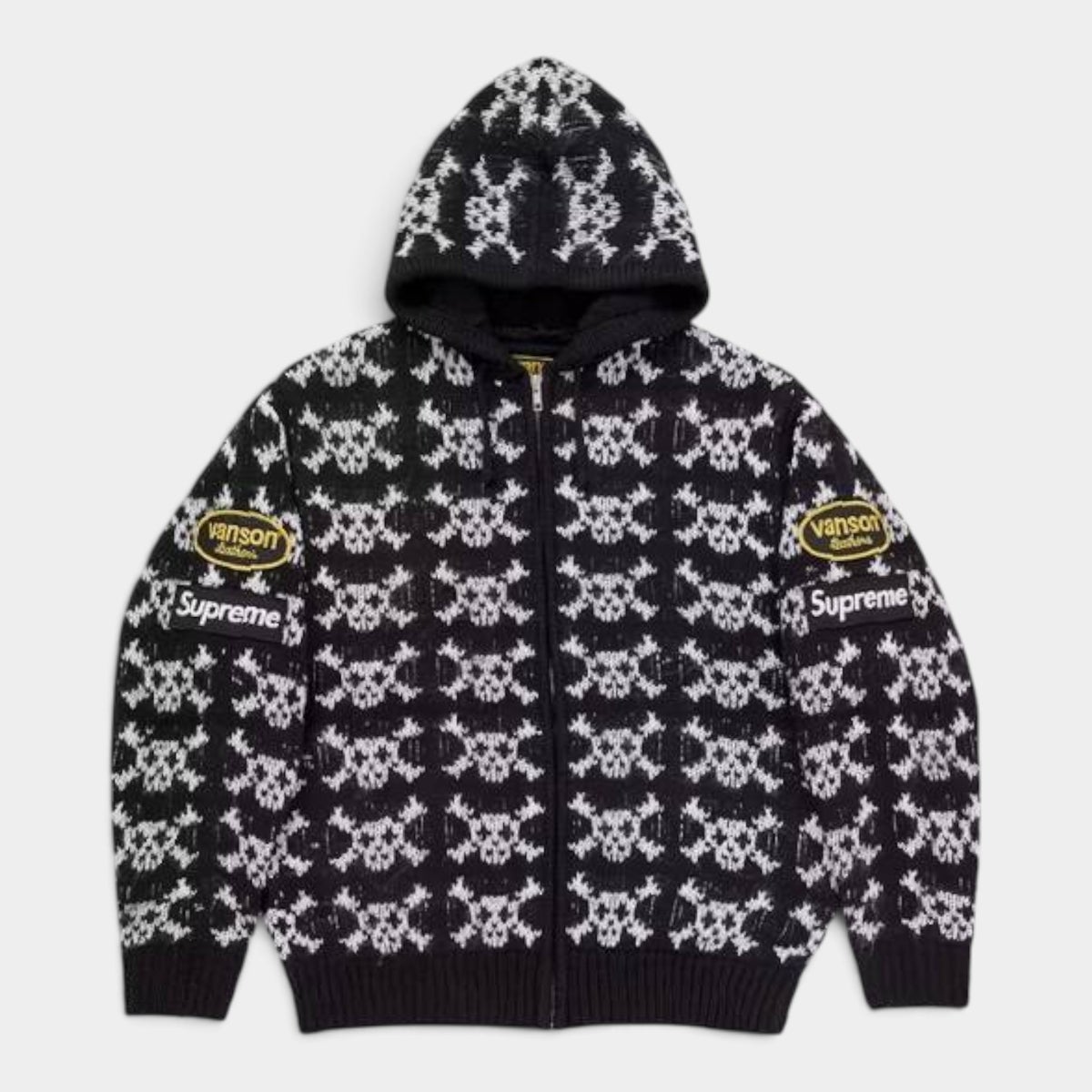  Supreme シュプリーム 2026AW Vanson Leathers Skull Zip Up Hooded Sweater バンソンレザーズ スカル ジップアップ フーデッド セーターブラック