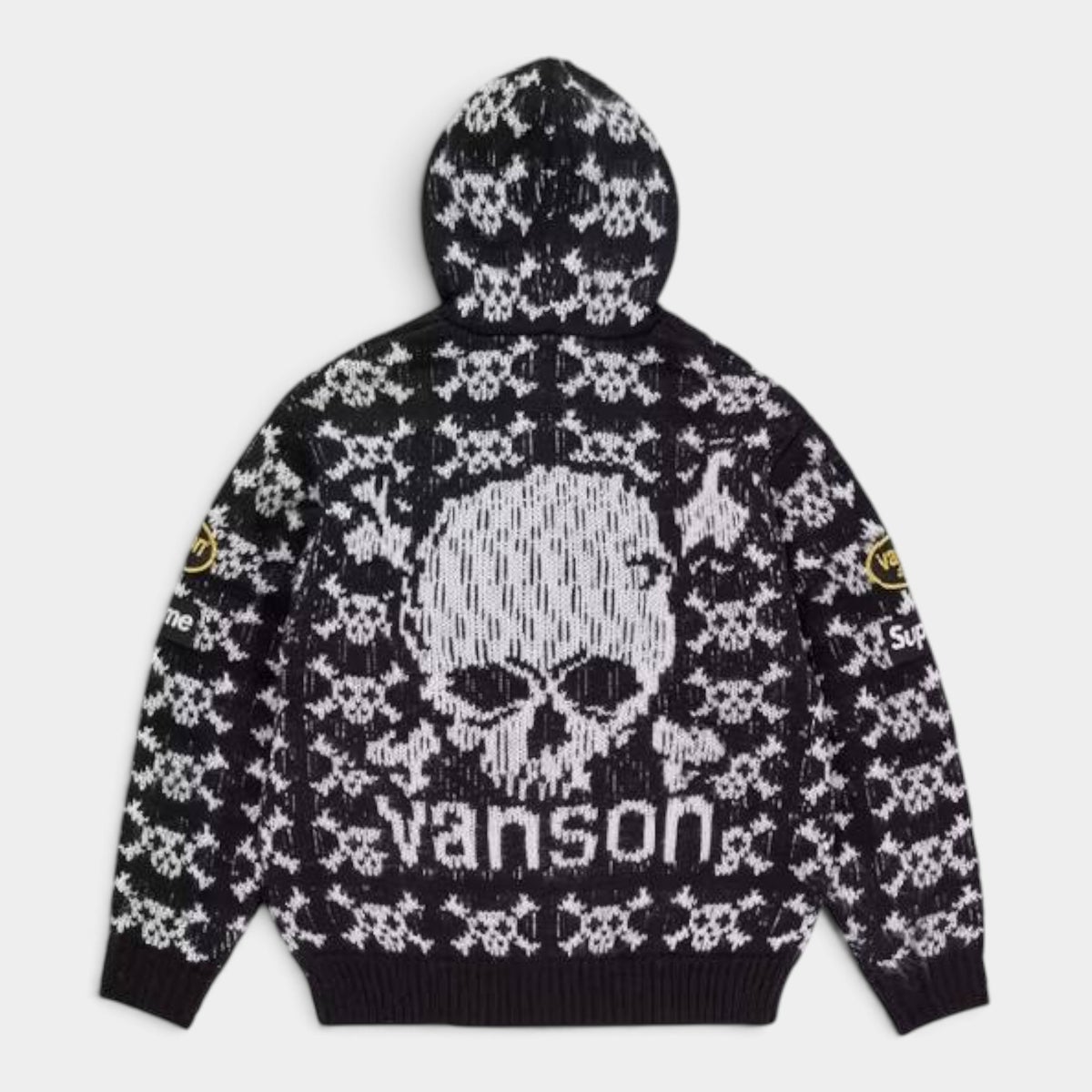  Supreme シュプリーム 2026AW Vanson Leathers Skull Zip Up Hooded Sweater バンソンレザーズ スカル ジップアップ フーデッド セーターブラック1