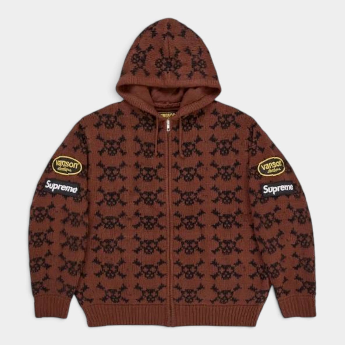 Supreme シュプリーム 2026AW Vanson Leathers Skull Zip Up Hooded Sweater バンソンレザーズ スカル ジップアップ フーデッド セーター ブラウン
