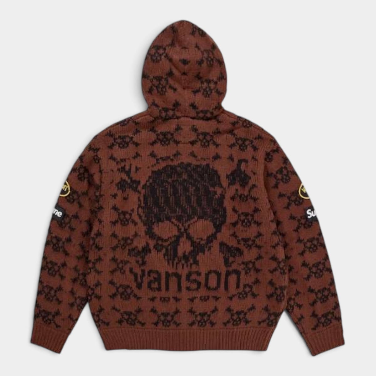 Supreme シュプリーム 2026AW Vanson Leathers Skull Zip Up Hooded Sweater バンソンレザーズ スカル ジップアップ フーデッド セーター ブラウン1