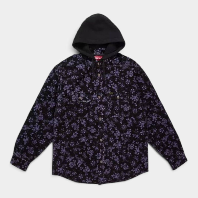  Supreme シュプリーム 2026AW Quilted Lined Hooded Velvet Snap Shirt　キルテッド ラインド フーデッド ベルベット スナップ シャツ　フローラル