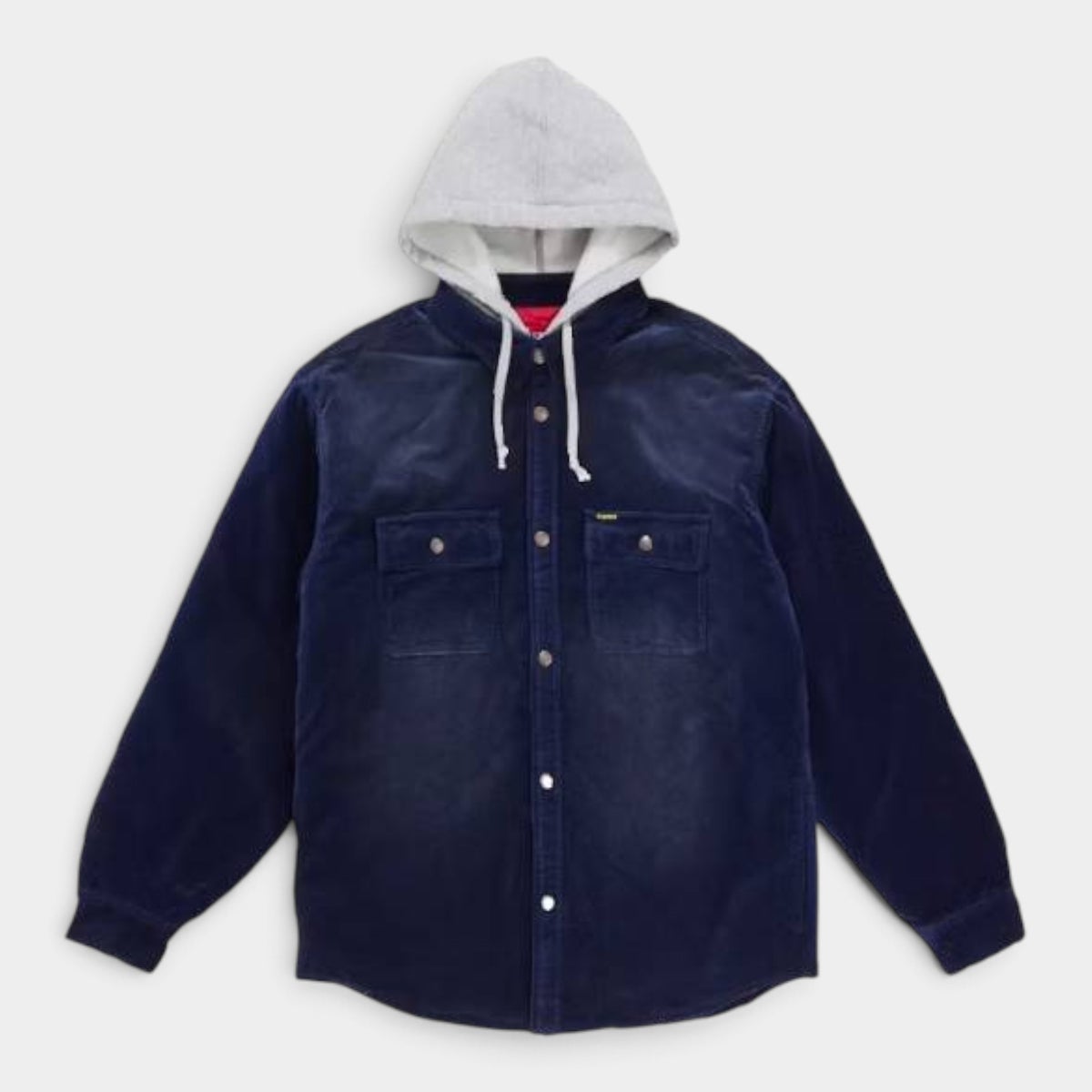 Supreme シュプリーム 2026AW Quilted Lined Hooded Velvet Snap Shirt　キルテッド ラインド フーデッド ベルベット スナップ シャツ　ネイビー