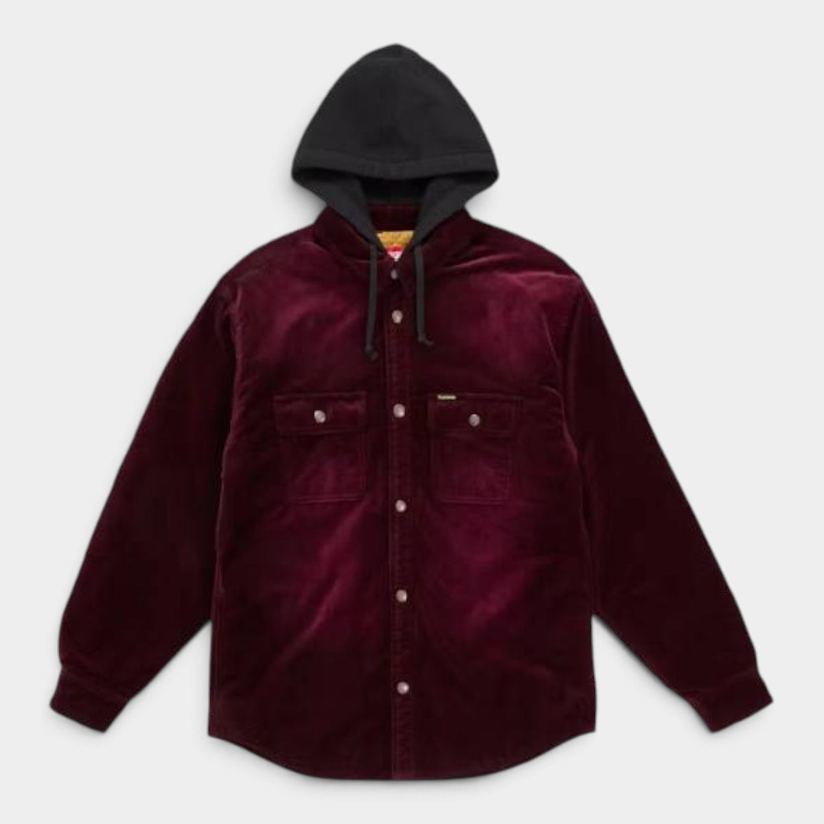 Supreme シュプリーム 2026AW Quilted Lined Hooded Velvet Snap Shirt　キルテッド ラインド フーデッド ベルベット スナップ シャツ　プラム