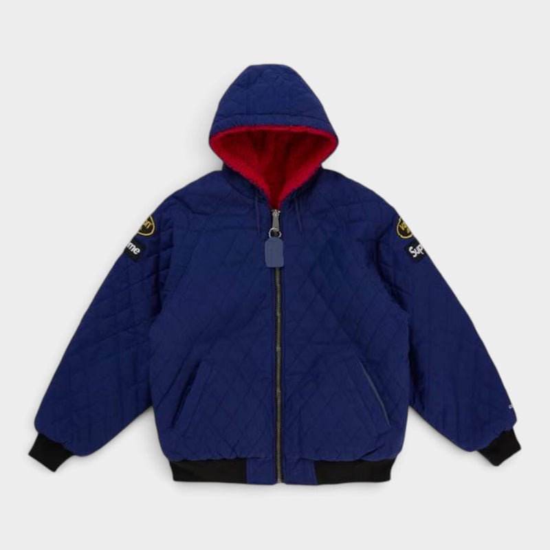 Supreme シュプリーム 2026AW Vanson Leathers Reversible Quilted Hooded Jacket バンソンレザーズ リバーシブル キルテッド フーデッドジャケット　ネイビー