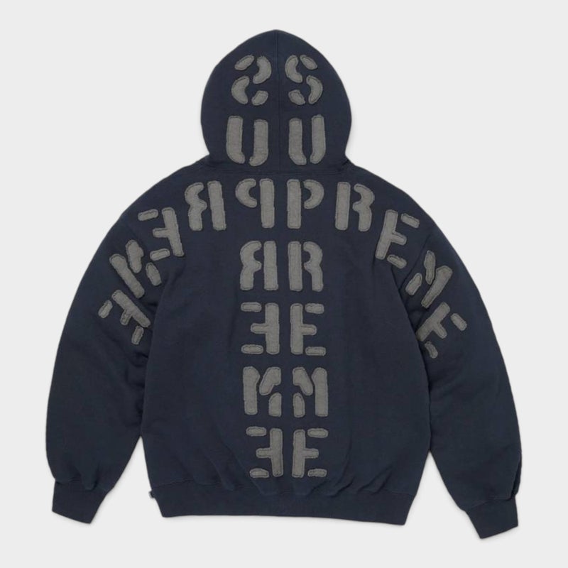 Supreme シュプリーム 2026AW Mirrored Applique Hooded Sweatshirt ミラード アップリケ フーデッドスウェットパーカー ネイビー