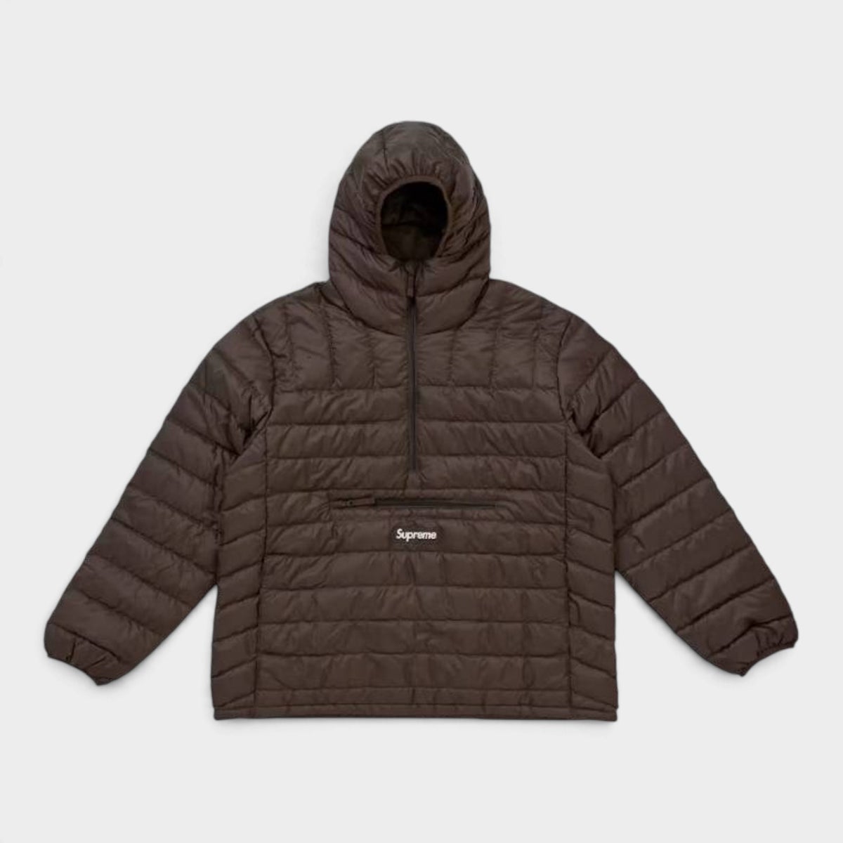 Supreme シュプリーム 2026AW Micro Down Half Zip Hooded Pullover マイクロダウン ハーフジップ フーデッドプルオーバー ダークブラウン