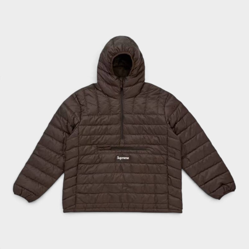 Supreme シュプリーム 2026AW Micro Down Half Zip Hooded Pullover マイクロダウン ハーフジップ フーデッドプルオーバー ダークブラウン